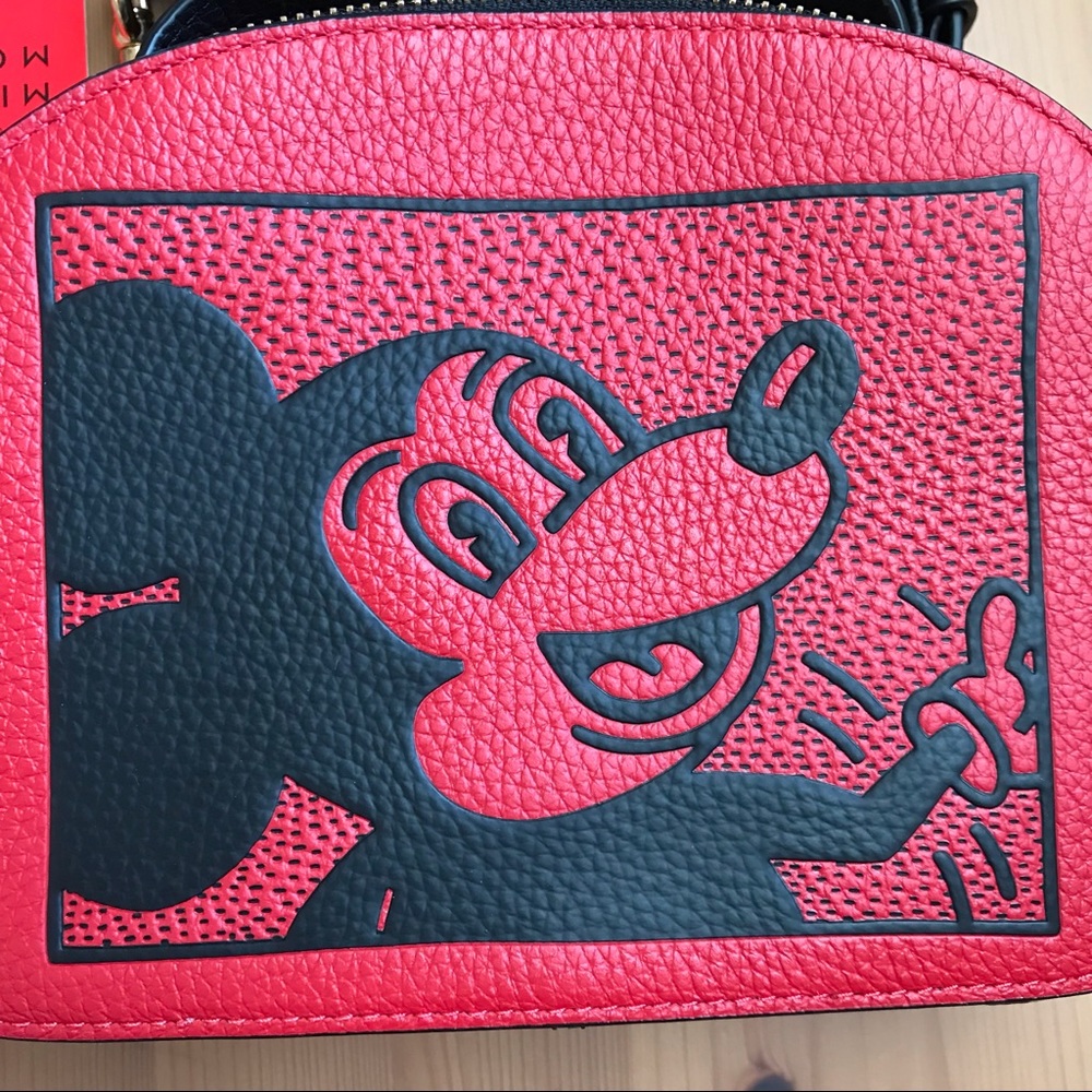 ❤️🐭 Disney Mickey Mouse X Keith Haring Serena Satchel Gold/Electric Red Multi - Picture 9 of 12